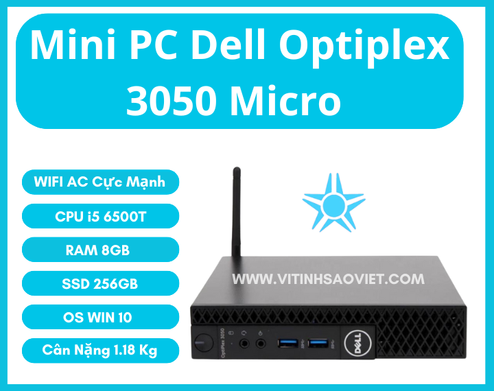PC Dell Optiplex 3050 Micro Reconditionné - Intel I3-6100T, 16 Go RAM, SSD 240 Go, Windows 11, WiFi